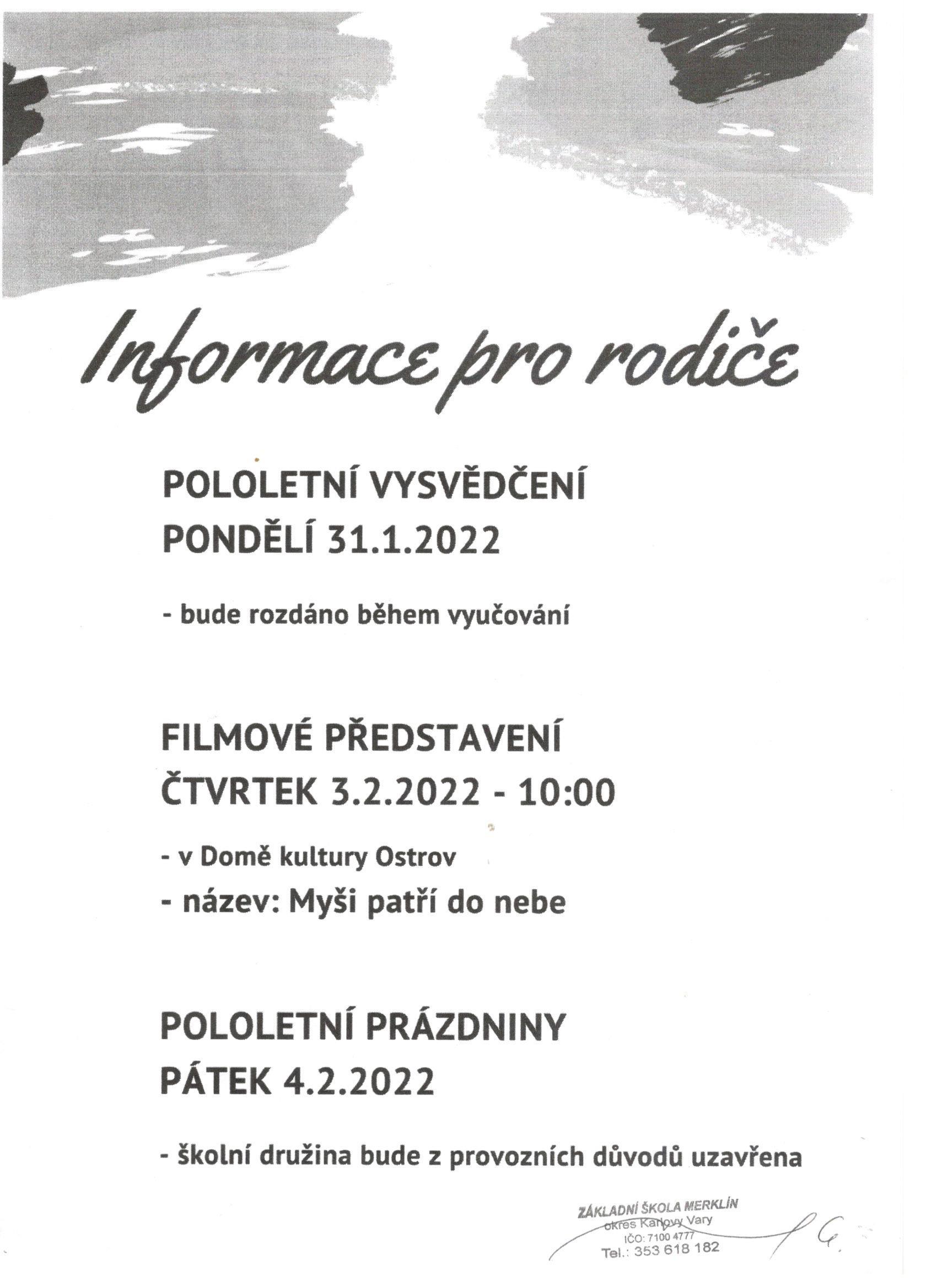 informace pololetí